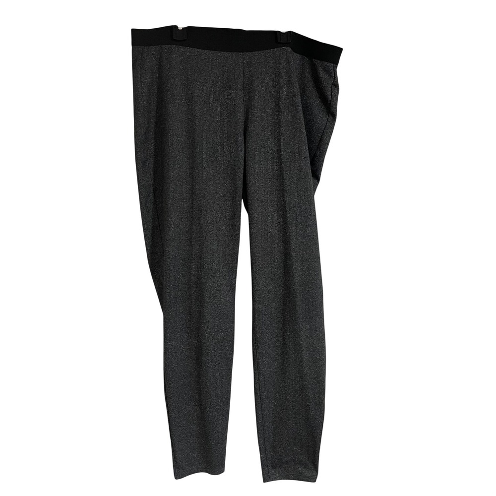 Eileen Fisher Womens Large Herringbone Knit‎ Tapered Pull On Pants Charcoal Grey
